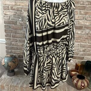 🎉FASHION NOVA Safari Party Zebra print flowy Mini Dress Size L